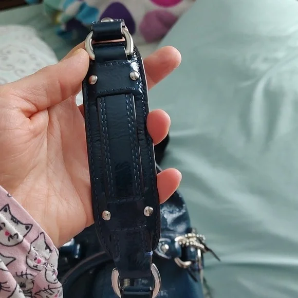 Coach Glossy Navy Leather Satchel - Picture 12 of 16